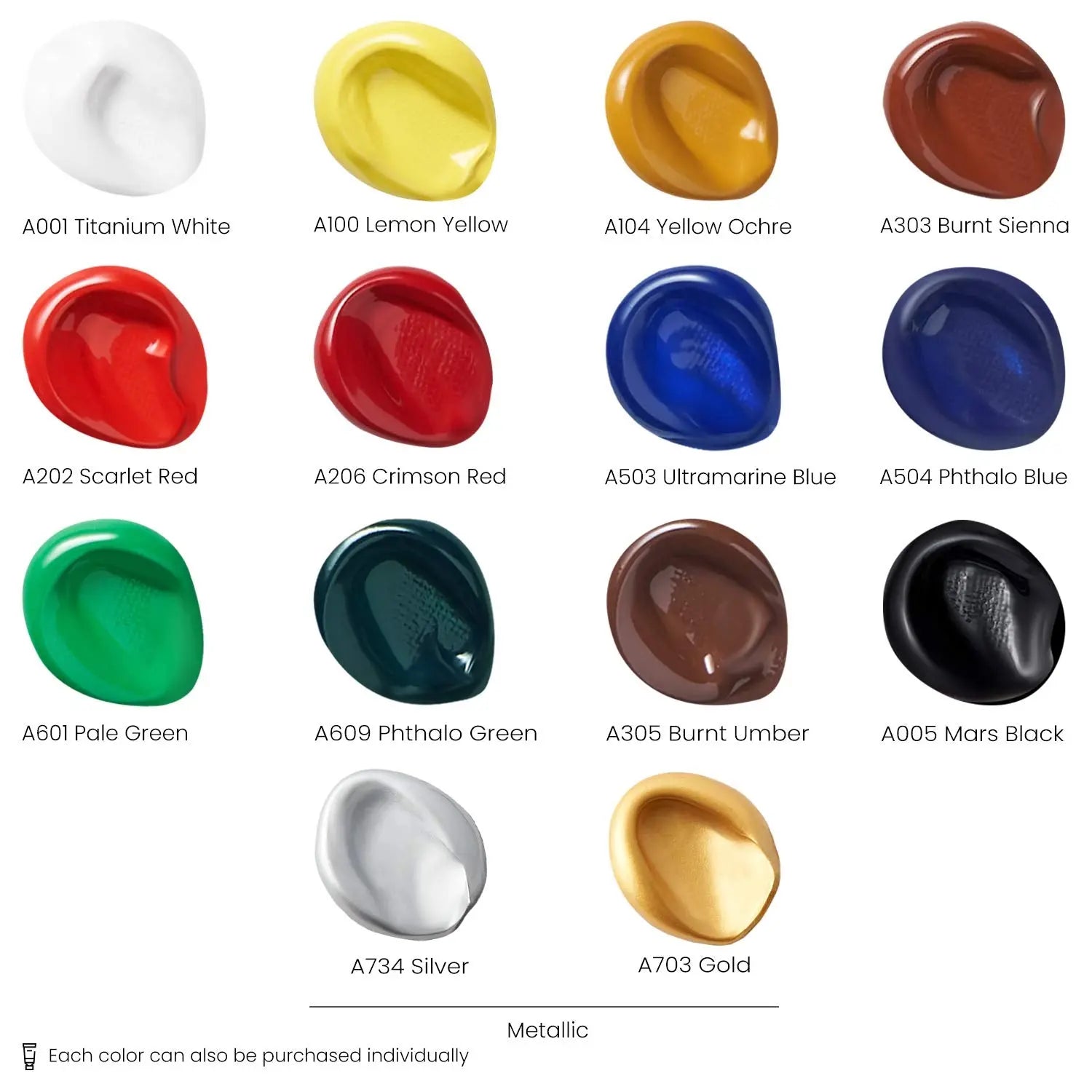 Arteza Premium Acrylic Paint Assorted Colours Set with Storage Box